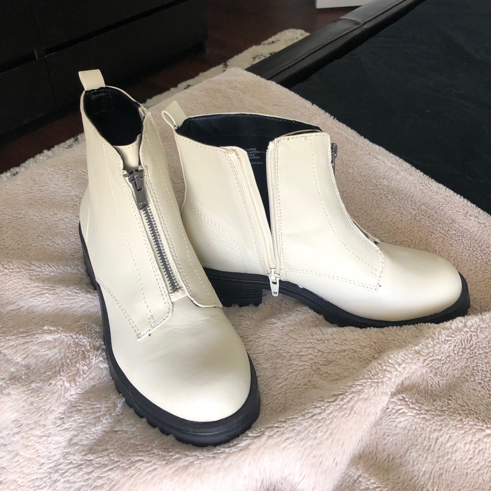 White Combat Boots